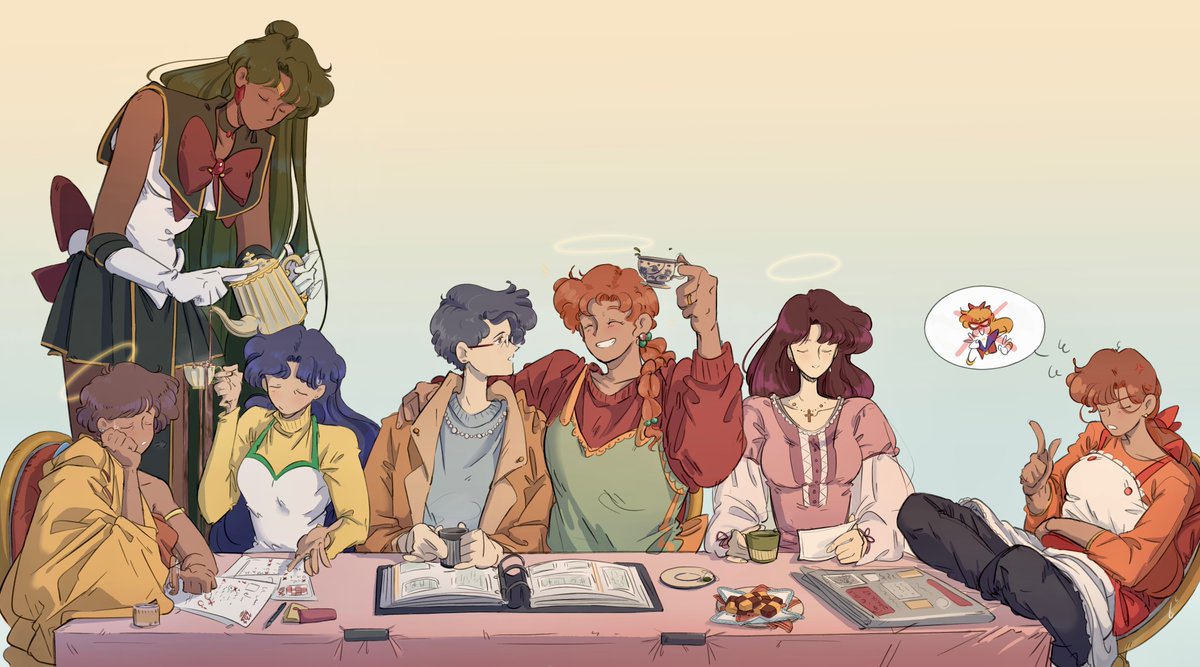 Mercuri0ff's tweet photo. Inner senshi moms tea party, say ‘thank you Pluto’! https://t.co/EjumdNQYNY