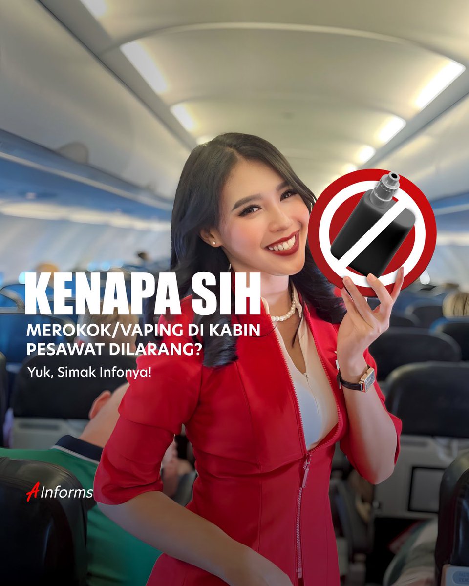 airasia_indo's tweet photo. Sebenarnya #AirAsiaInforms tentang Larangan Merokok & Vapingπ ini sudah pernah diposting sebelumnya, tapi harus mimin posting ulang karena dari Januari-April 2024 sudah ada 10 pelanggaran ππ« Padahal ini sangat membahayakan penerbangan loh, teman-teman! π
ββοΈ
Yuk, disimak lagi infonya supaya kita sama-sama belajar jadi penumpang yang cerdas dan bertanggung jawab! βοΈβ¨
#FlyAirAsia #FlyTheWorldChampion
