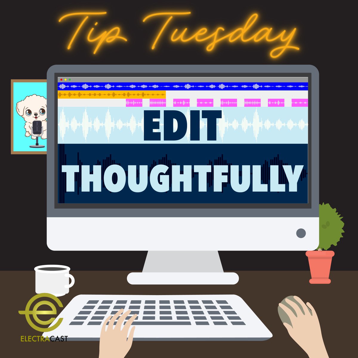 ✨ Elevate Your Podcast Editing Game! ✨ Remember, post-production magic starts with thoughtful edits. Trim the clutter, enhance clarity, and sprinkle in the perfect soundscapes for an unforgettable listening experience! 🎙️✂️🎶 #PodcastEditing #TipTuesday #EditThoughtfully