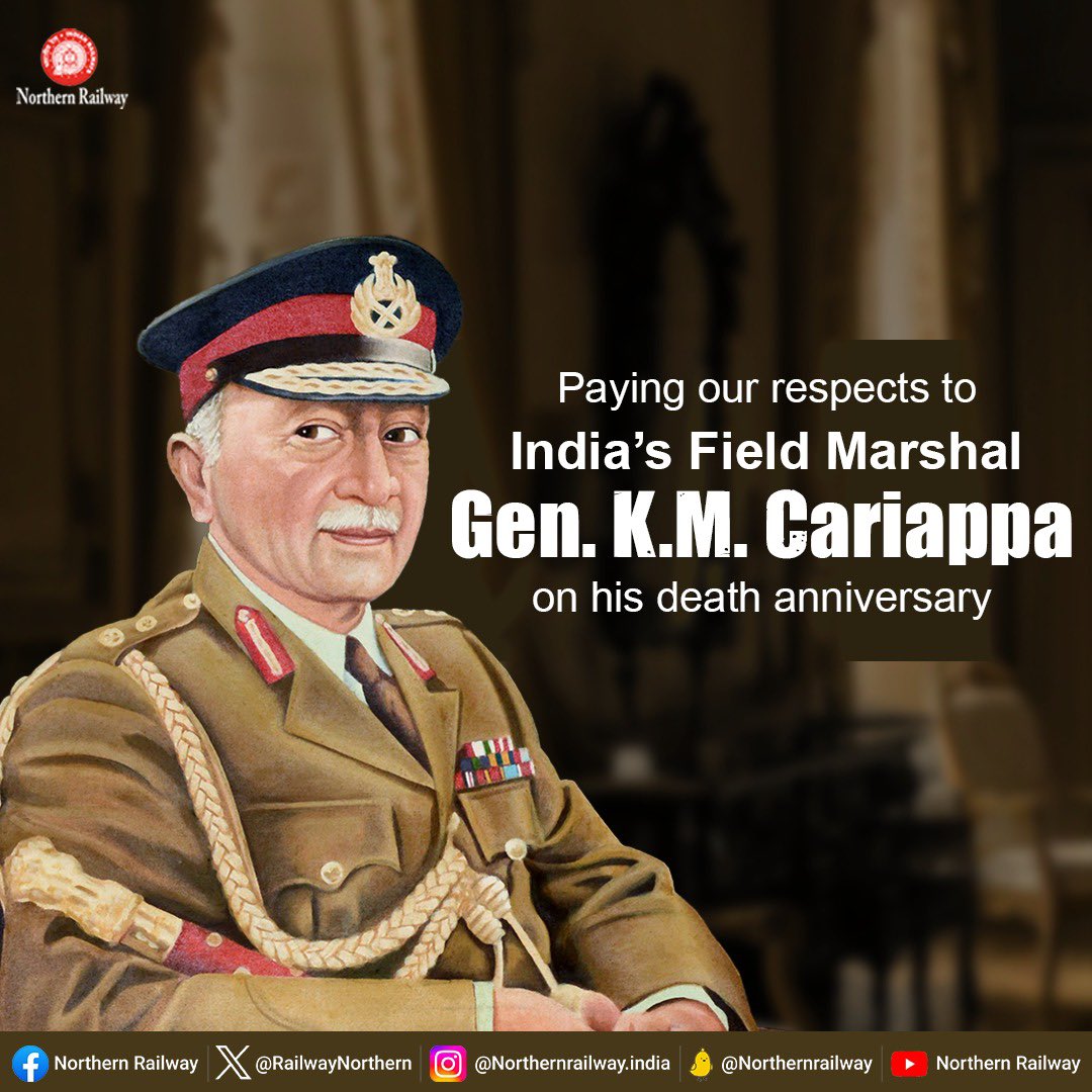 Tributes to the First Indian Commander-in-Chief of Indian Army, Field Marshal K.M. Cariappa Ji on his Death Anniversary. #KMCariappa
