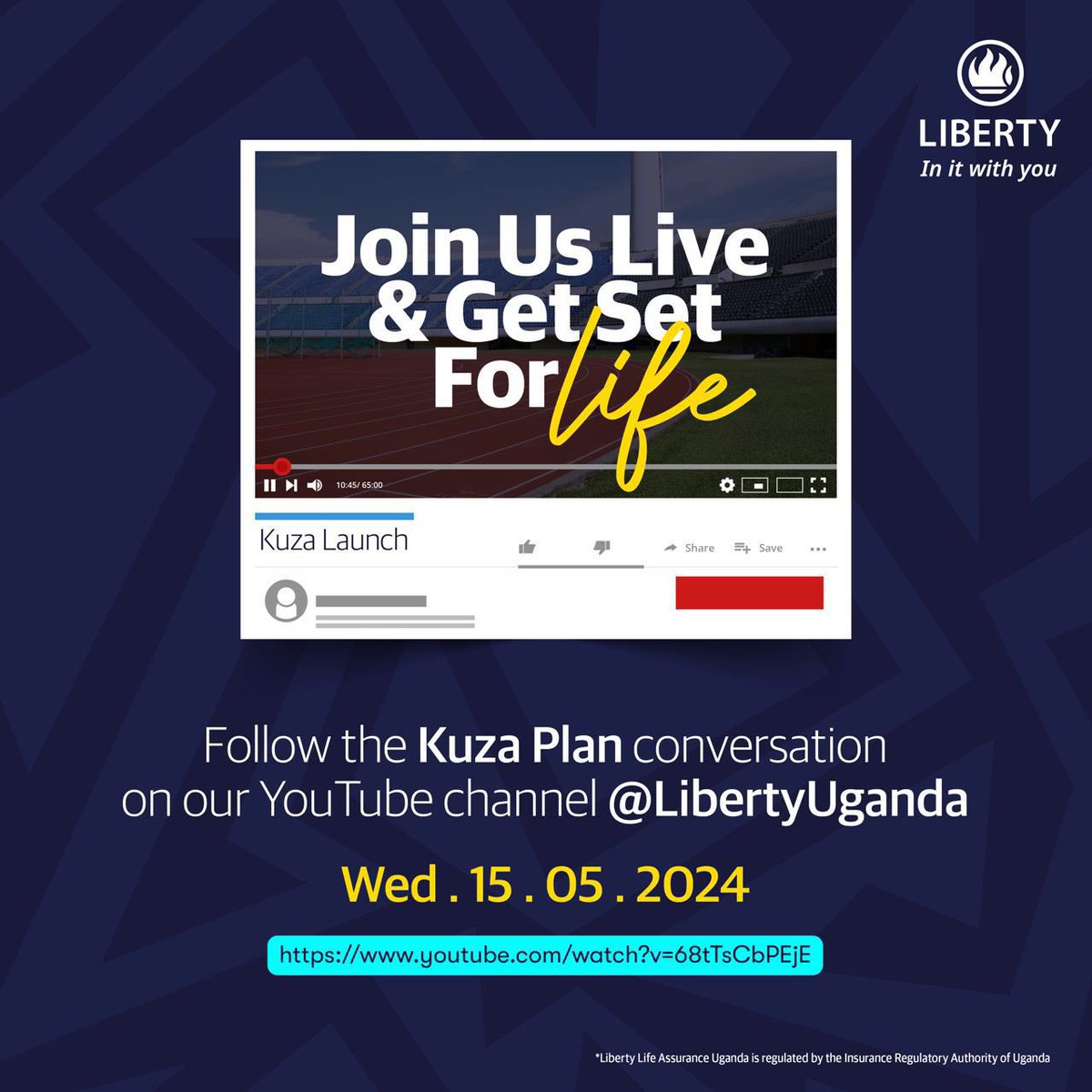 liberty_uganda's tweet photo. Invest. Protect. Kuza. 

Welcome to the new day of possibilities 

Join the conversation live on YouTube 

🔗 https://t.co/QpcCCuA7Yi…

#GetSetForLife
#KuzaPlan https://t.co/XMfYR4zyuW