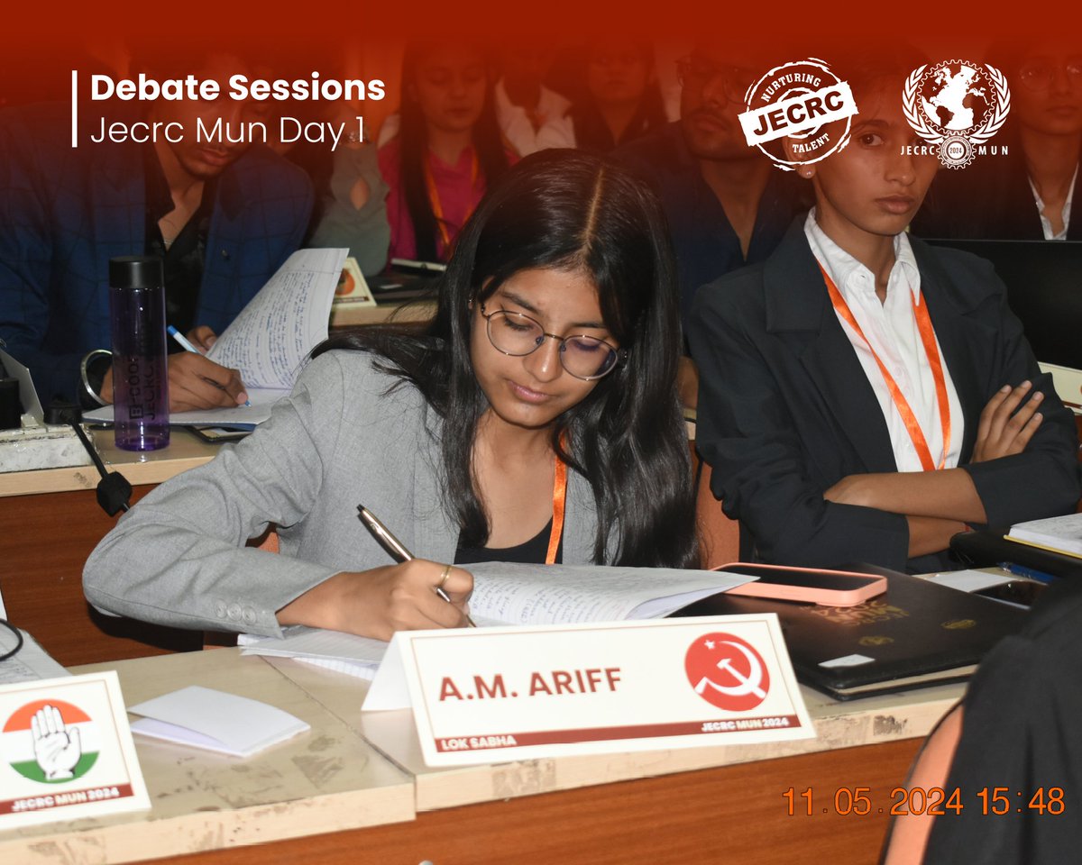 JECRC_MUN's tweet photo. Dive into the world of diplomacy with the electrifying debating sessions at the JECRC MUN'24 Conference! Our six committees were abuzz with intellectual exchanges, where delegates showcased their prowess in negotiation and diplomacy. https://t.co/E0Zd8TtgL7