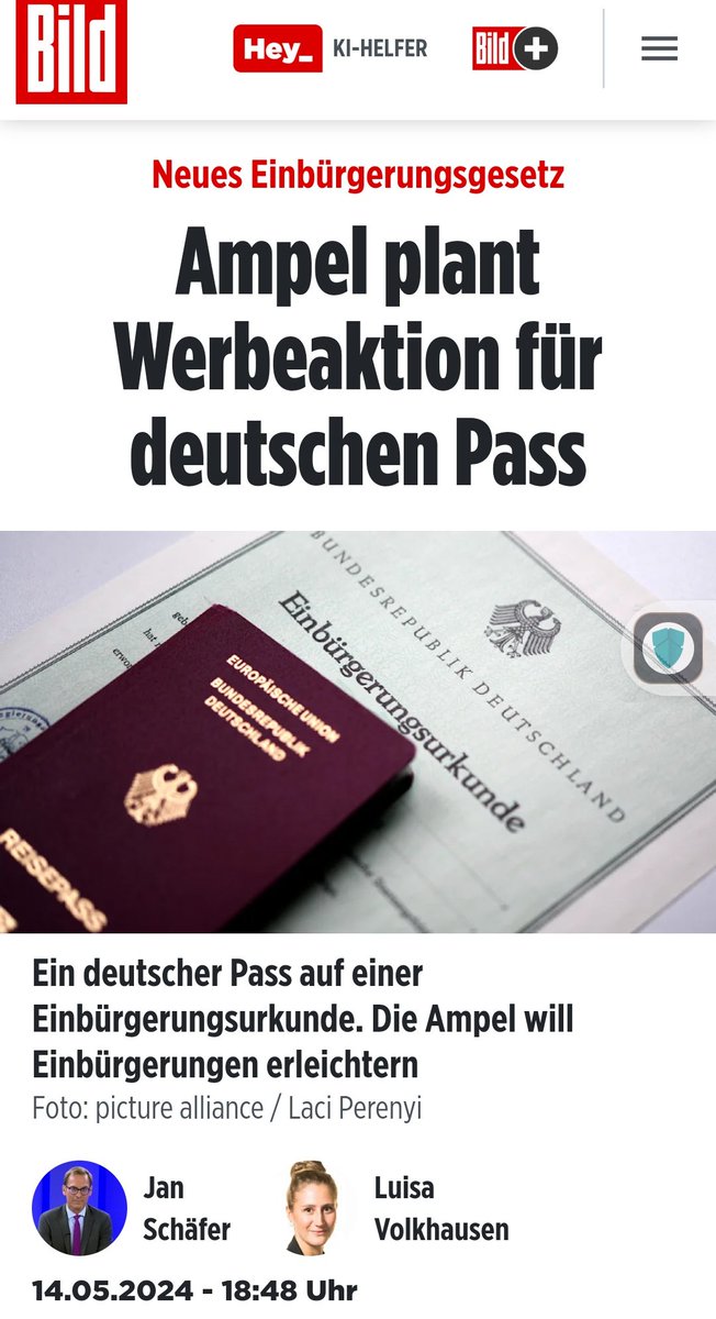 Geil, oder? 'In einem Brief an die Ampel-Fraktionen (liegt BILD vor) kündigt die Integrationsbeauftragte Reem Alabali-Radovan (34, SPD) eine „Einbürgerungskampagne“ an.' m.bild.de/politik/inland… .