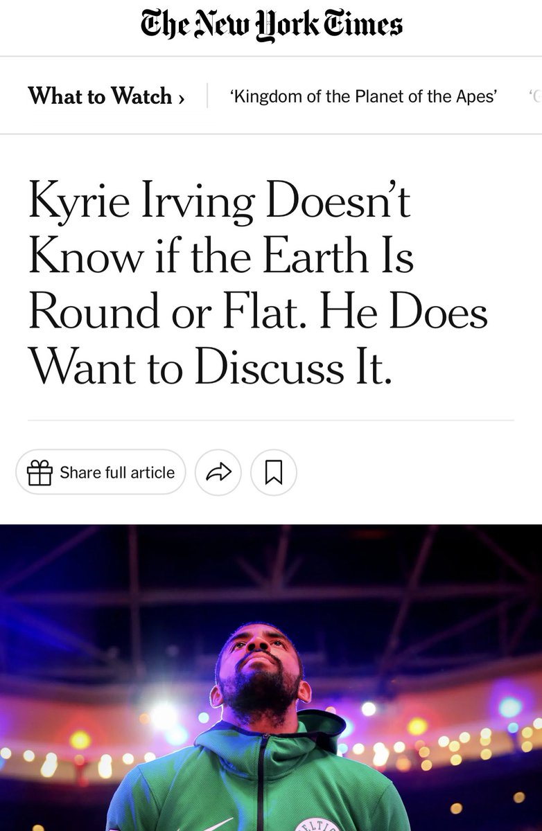 I bought Kyrie Irving’s shoes years ago when I needed new basketball shoes after I heard him say this. Before the vaccine stuff. Take from that what you will.