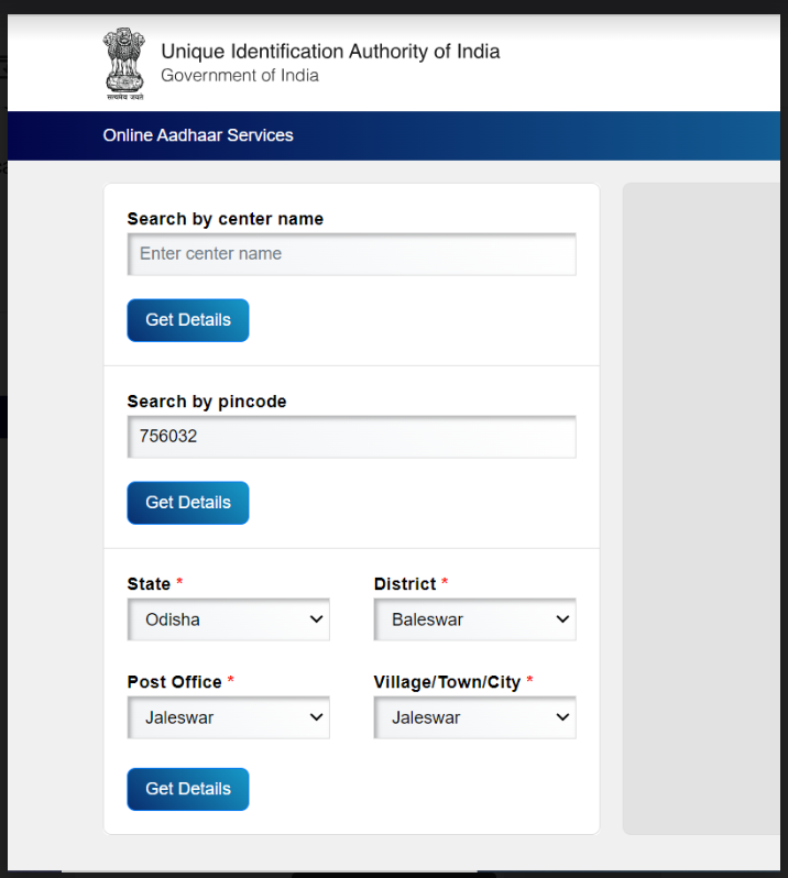prasantasing's tweet photo. @Aadhaar_Care 

Aadhar online appointment not listing with the Pin code . 756032, can you please help https://t.co/izC2ylrlRC