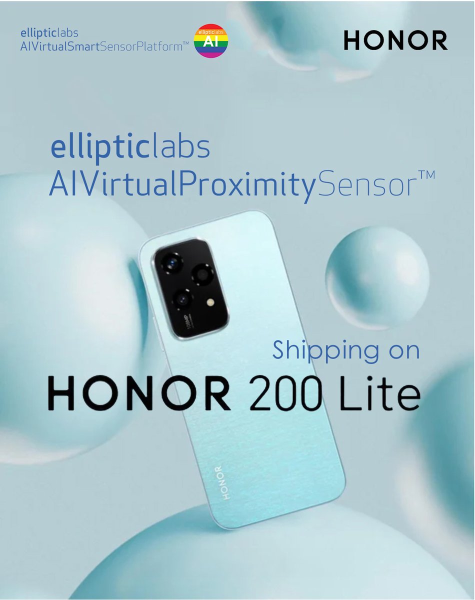 <a href="/EllipticLabs/">Elliptic Labs</a> has launched its AI Virtual Proximity Sensor™ INNER BEAUTY® on the new <a href="/HONORGlobal/">HONOR</a> 200 Lite smartphone.

ellipticlabs.com/mfn_news/ellip…

#AIVirtualSmartSensorPlatform #ELABS #EllipticLabs #AIVirtualProximitySensor #INNERBEAUTY #MediaTek #Dimensity700 #HONOR #HONORLite700