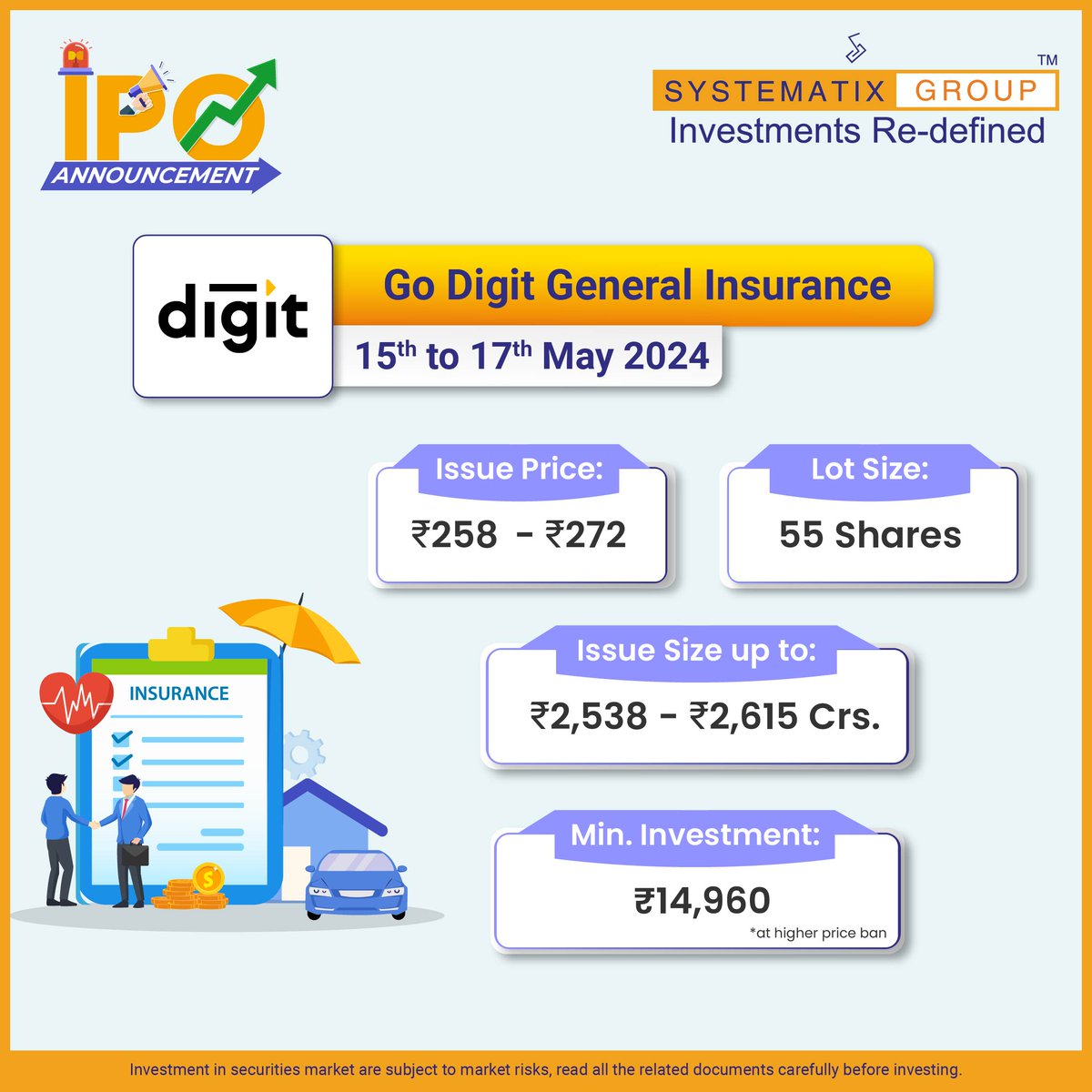 SystematixGrp's tweet image. 📣IPO Announcement - Go Digit General Insurance🛡️🚗🏠

🔗Apply for IPO here: bit.ly/3Fej31N

Disclaimer: bit.ly/3uEcdQa

#IPOalert #GoDigit #GoDigitGeneralInsurance #GoDigitLimited #insurance #stockmarketindia #IPO #IPOs #stockmarkets #Systematix