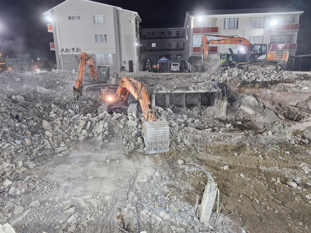 *MEDIA STATEMENT: 06:00 Update on Building Collapse Site in George, Western Cape - South Africa* *Issued by the Garden Route District JOC/George Municipality, 15 May 2024 at 06:00* Rescue and recovery efforts are nearing the end of day eight (8) following the incident at 75