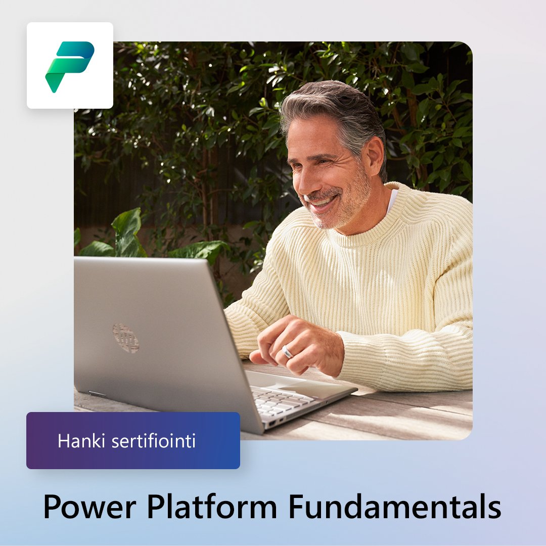 Nyt on juuri sopiva aika hankkia Microsoftin sertifikaatteja. ✅ Suorittamalla Power Platform Fundamentals -koulutuksen ja läpäisemällä tentin ansaitset virallisen Microsoftin sertifikaatin: msft.it/6010YpAnC