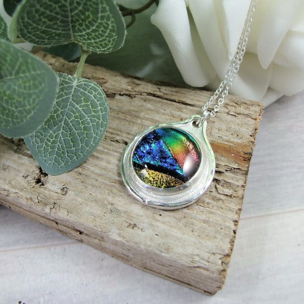 Aurora Sky Dichroic Glass and Recycled Silver Seascape Necklace thebritishcrafthouse.co.uk/product/aurora… #aurora #necklace #CGArtisans