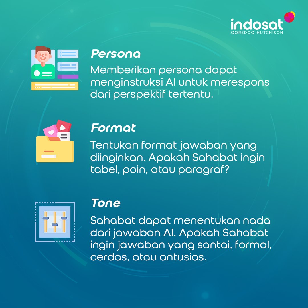 Tapi, kadang hasil yang didapatkan kurang sesuai dengan yang diharapkan. 

Nah, Mimin punya tips-nya buat prompt AI like a pro! Yuk, simak!

#IndosatOoredooHutchison #IOH #EmpoweringIndonesia