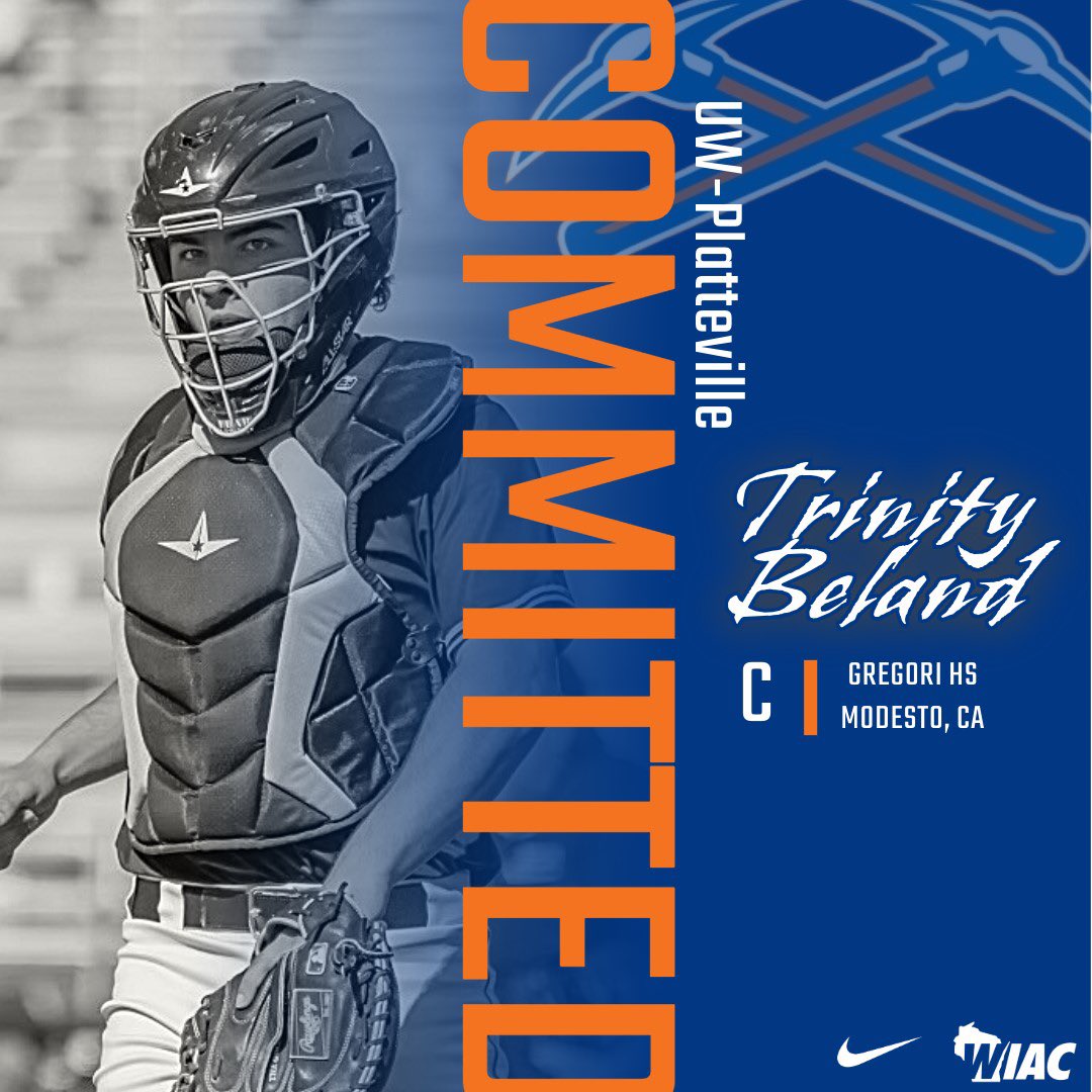 UWPlattBaseball's tweet photo. Cali to the Ville ⛏️ Trinity Beland is a Pioneer 

#swingtheaxe https://t.co/NWloi4RZi4