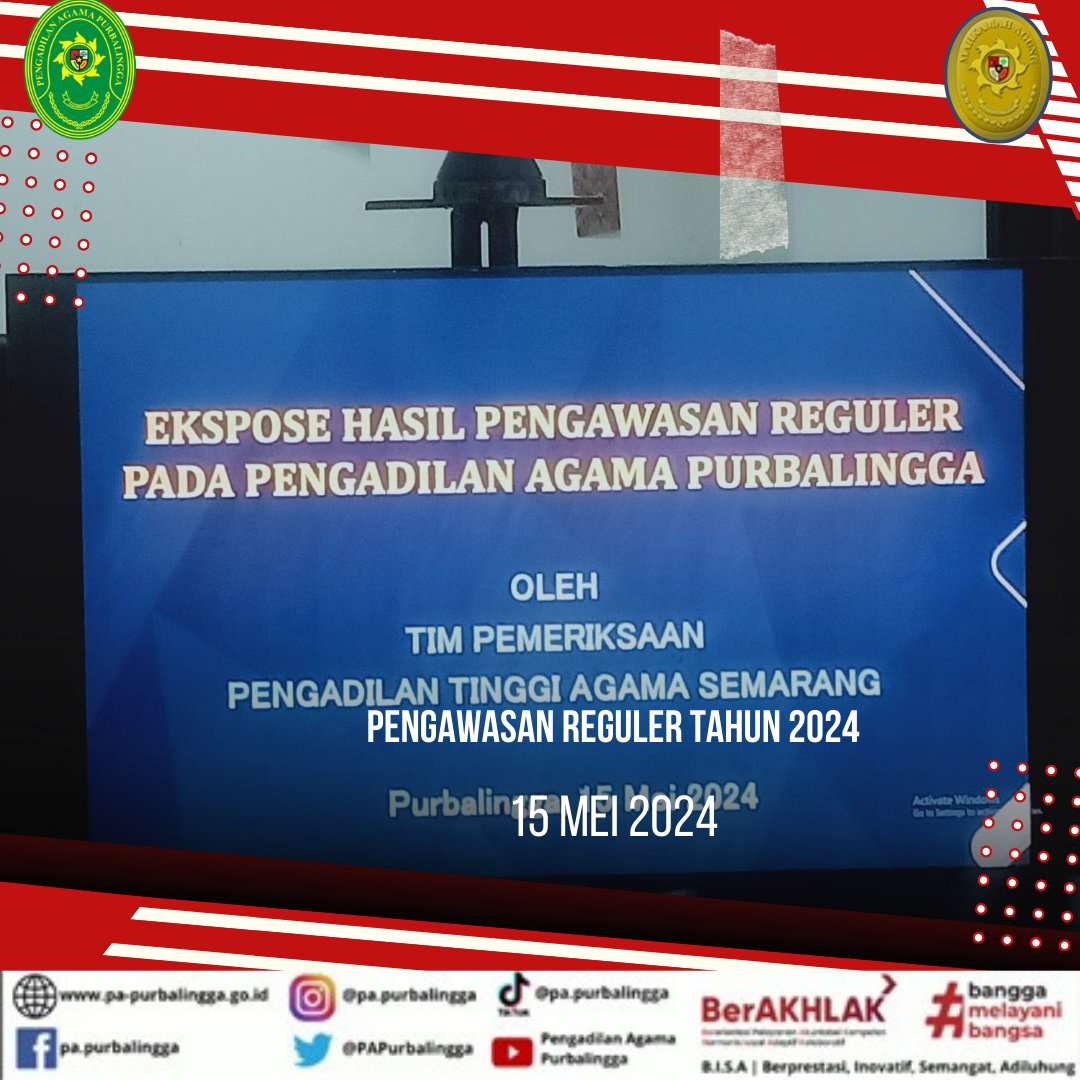 Ekspose hasil pengawasan regular pada PA Purbalingga oleh tim pemeriksaan PTA Semarang (15/5)