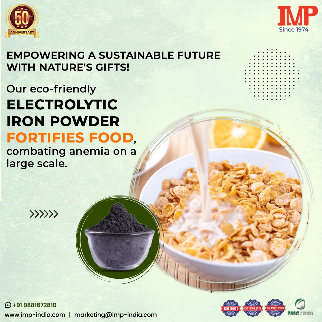Nourishing the world sustainably, one meal at a time! 
🌐 imp-india.com
.
.
.
#HealthyEating #Nutrition #NaturalIngredients #SustainableFood #FoodScience #FightAnemia #FoodManufacturers #PublicHealth  #IronRichFood #Bioavailability #FoodFortification
#IMP #Ironpowders