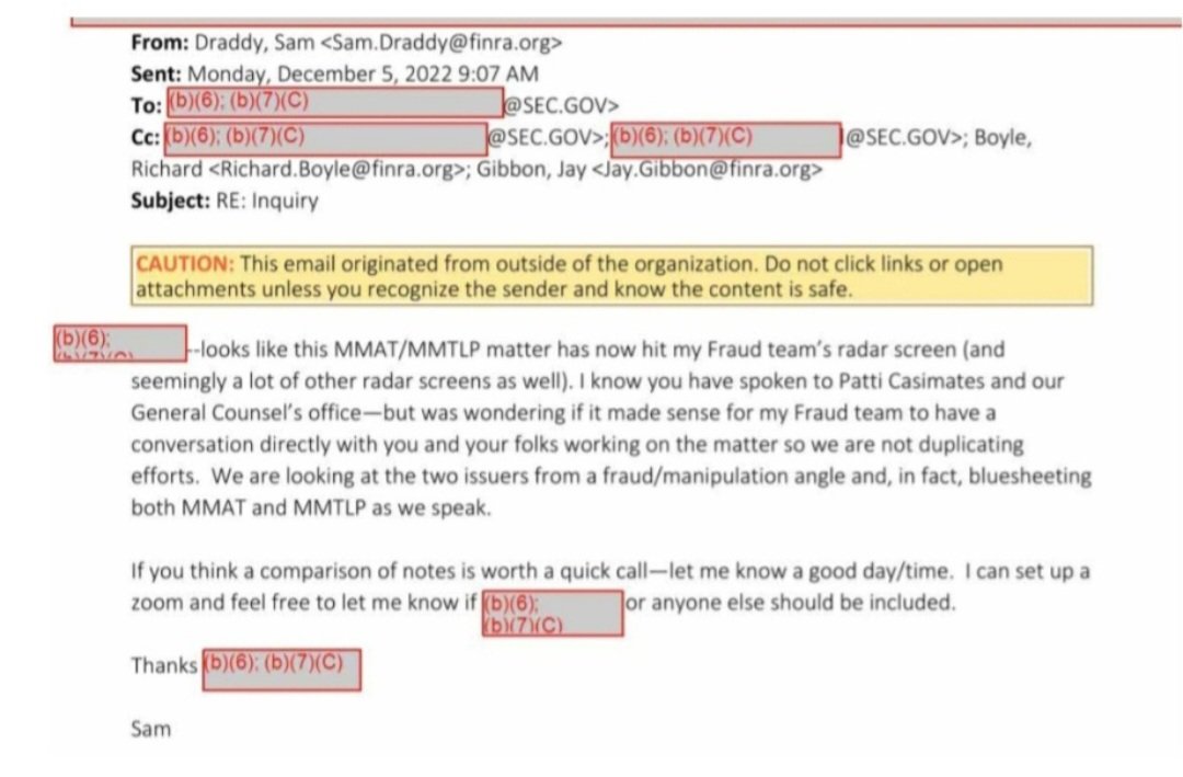 RareDealsHere's tweet photo. Insider trading like NOT letting investors know that you (Sam Draddy) began the blue sheeting process for $MMTLP on 12/5/22 but somehow @FINRA still posted a fraudulent Corporate Action the next day?
The shorting activity on 12/8 sure did appear as though the shorts were acting on insider information! @SECGov @DOJCrimDiv @TheJusticeDept @The_DTCC @FBILosAngeles @FBIWFO @SecretService @HesterPeirce @GaryGensler @SECEnfDirector #MMTLPsetaDATE