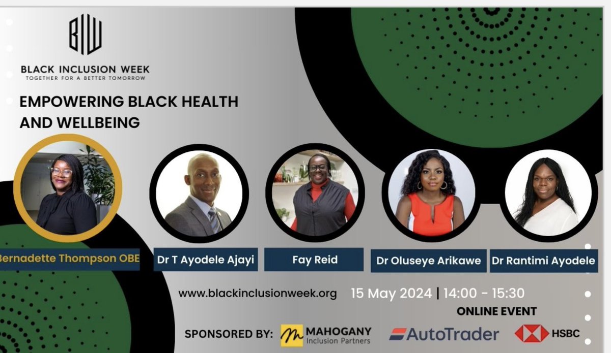 Day 3 - Black Inclusion Week - Today - 2PM - i’m hosting the discussion on Black Health with a Black GP, surgeon, psychiatrist and Menopause advocate it’s gonna be insightful and explosive 🧨 Don’t miss it - Register here - us06web.zoom.us/webinar/regist… @ladysurgeonboss