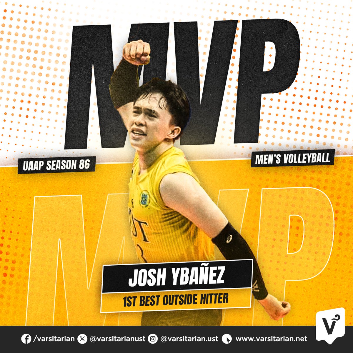 AND STILL 👑🐯

UST's Josh Ybañez is the Most Valuable Player of the UAAP Season 86 men's volleyball tournament! #GoUSTe