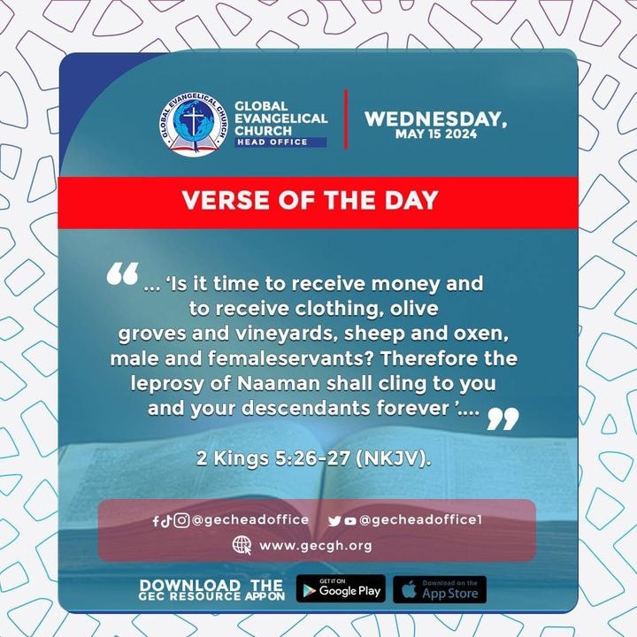 #verseoftheday: Wednesday 15th May 2024            #GEC #WeAreGEC #GEMM #GECMEDIA # headoffice #HappyNewMonth #May #MonthOfAppreciation