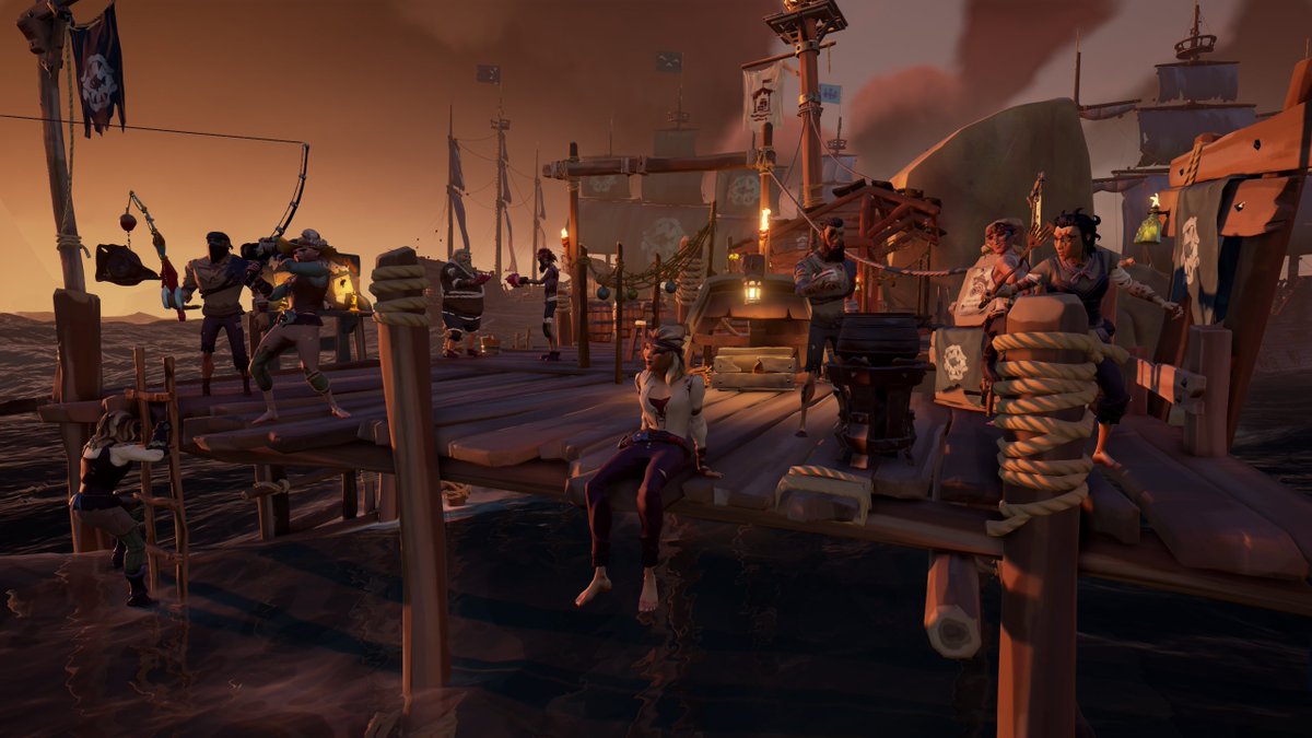 Alyress (@alyresss) on Twitter photo As the sun goes down, the fisherfolk gather to trade stories of the days adventures. <a href="/SeaOfThieves/">Sea of Thieves</a> #Sotshot As the sun goes down, the fisherfolk gather to trade stories of the days adventures. <a href="/SeaOfThieves/">Sea of Thieves</a> #Sotshot