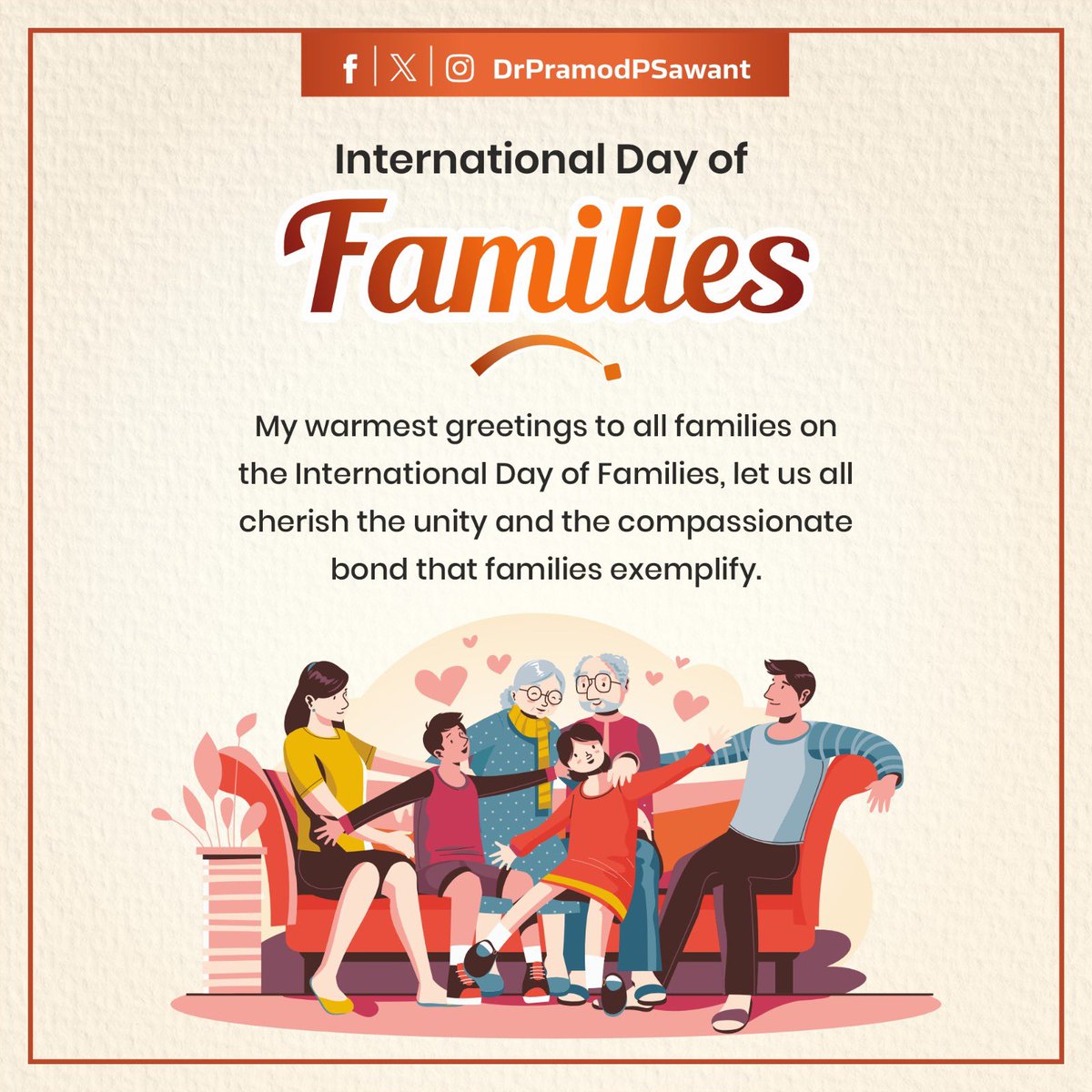 On this #InternationalDayofFamilies, we come together to celebrate the fundamental unit that forms the bedrock of our society; our family. Every family is an essential support system that nurtures values, education and our emotional well-being. My warmest greetings to all