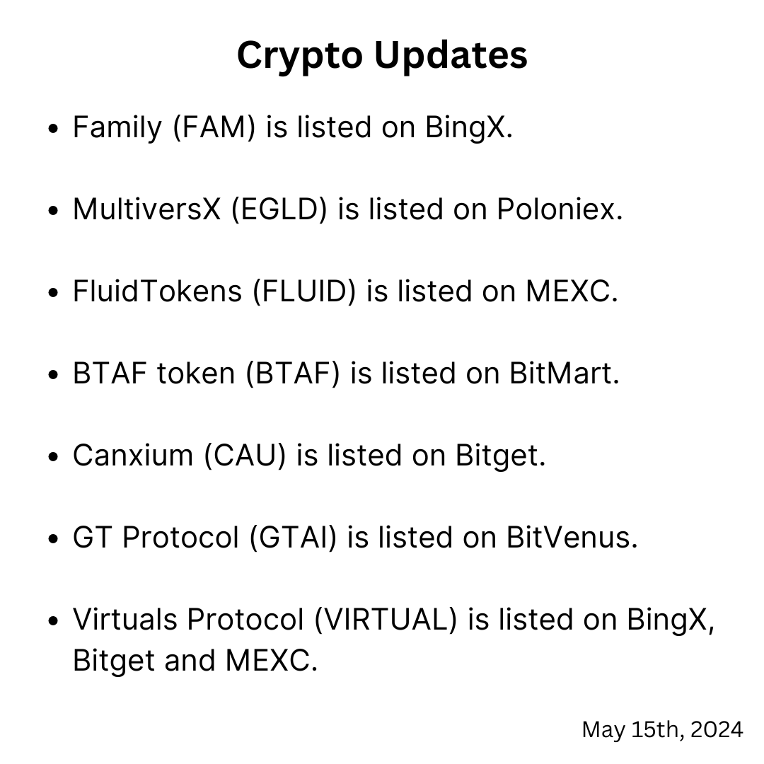 Here are some of the crypto updates for today.

#altcoins #cryptocurrencies #cryptostan #thecryptocountry #blockchain #bingx #mexc #virtualprotocols #gtprotocol #bitmart #bitget