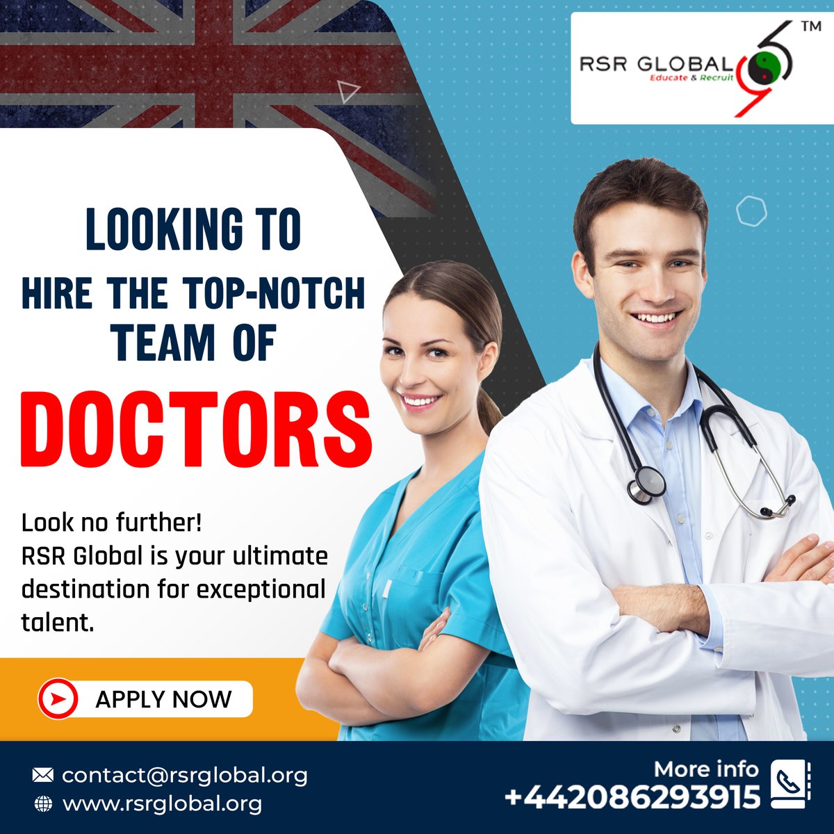 RSR Global - International Recruitment Consultancy
Visit -   rsrglobal.org
Contact us - +44 20 8629 3915
Email us at - contact@rsrglobal.org

#RSRGlobal #hire #TopNotchService #team #doctors #Ultimate #destination #ExceptionalTalent #HealthcareSolutions