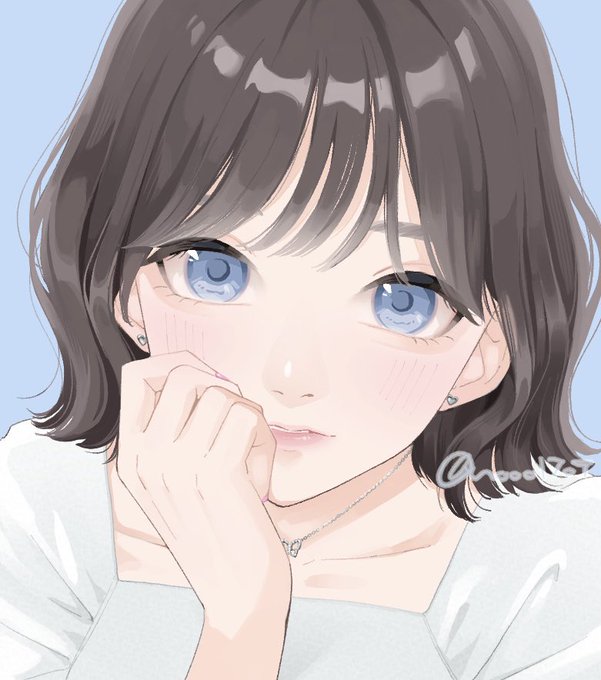 「hand on own face portrait」 illustration images(Latest)