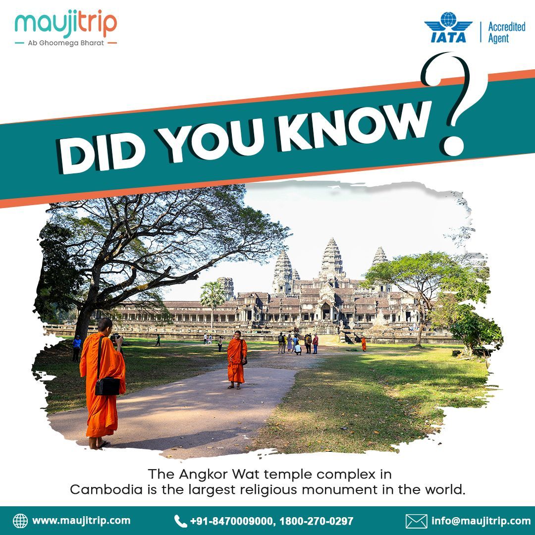 The Angkor Wat temple complex in Cambodia is the largest religious monument in the world.
.
.
.
#angkorwat #cambodia #didyouknow #interestingfacts #amazingFacts #travelnow #planyourtrip #easytravel #abghumegabharat #maujitrip