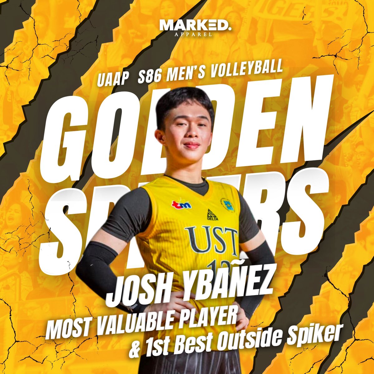 QUEEN THINGS! 👑💛

Congratulations to our very own Josh Ybañez for being named the 1st Best Outside Spiker and Most Valuable Player for UAAP Season 86 Men's Volleyball!

#GoUSTe #UAAPSeason86 #UAAPVolleyball #GetMarkedNow #USTvsNU #UAAPFinals