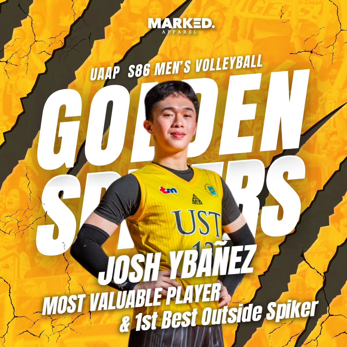 getmarkednow's tweet photo. QUEEN THINGS! 👑💛

Congratulations to our very own Josh Ybañez for being named the 1st Best Outside Spiker and Most Valuable Player for UAAP Season 86 Men's Volleyball!

#GoUSTe #UAAPSeason86 #UAAPVolleyball #GetMarkedNow #USTvsNU #UAAPFinals https://t.co/qtFQkcPzjn