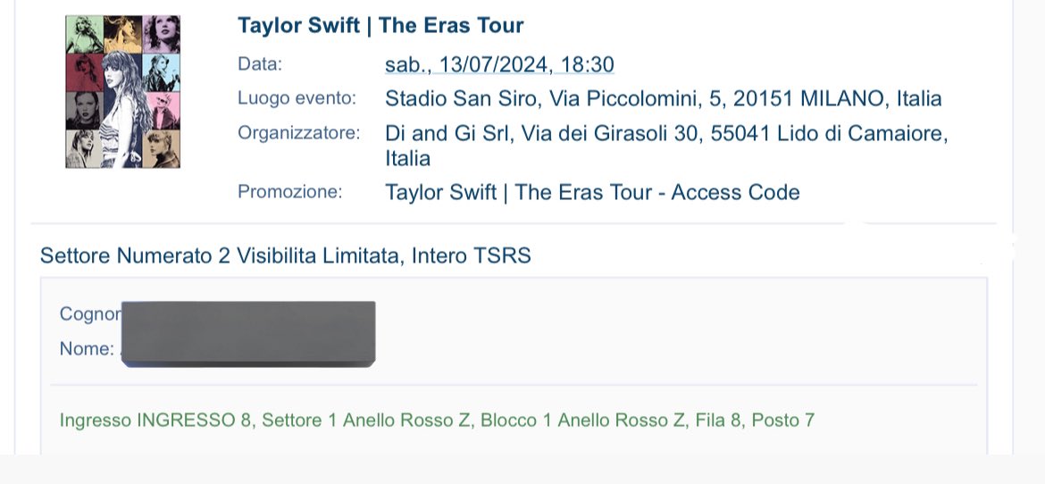 Anna_Malucelli's tweet photo. β¨VENDO 1 Biglietto per Sabato 13/7 a San Siro β¨β‘οΈπ«
#ErasTour #TsErasTour #TaylorSwift #Taylorswiftickets #TSMilano https://t.co/ClnXd4GZZH