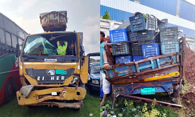 পিকআপে ট্রাকের ধাক্কা, প্রাণ গেল আম ব্যবসায়ীর