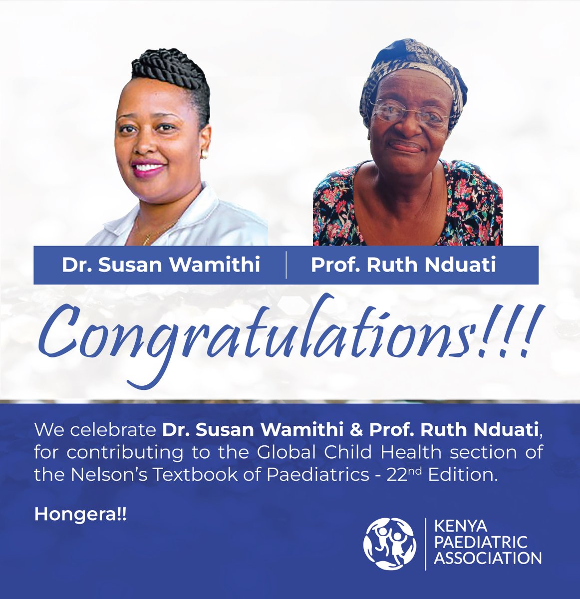 A big congratulations to Prof. Nduati and Dr. Wamithi for this great achievement! Well done. #Afyayawatotowetu #celebratorywednesdays Tell us what you are celebrating and help us celebrate with you: forms.gle/zgu5m7VR7v9TiN…