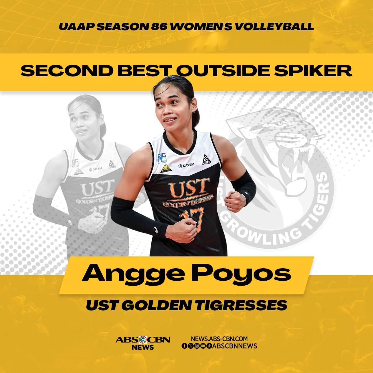 NU's Bella Belen and UST's Angge Poyos are your Best Outside Spikers of the #UAAPSeason86 women's volleyball tournament! | via @kennedyzcaacbay
