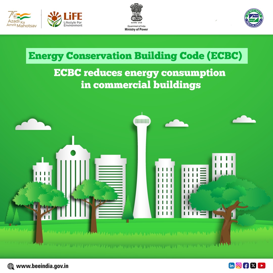 The Energy Conservation Building Code (ECBC) significantly improves energy efficiency in new commercial buildings and effectively promotes energy conservation in the commercial building sector. #EnergyEfficiency #SaveEnergy