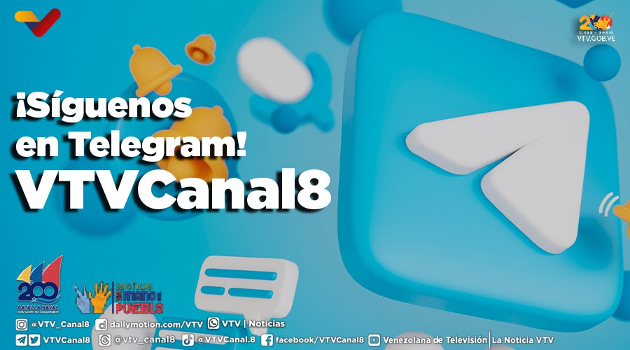 #ÚNETE | Recibe en tu dispositivo móvil información de interés nacional e internacional con nuestro canal en Telegram😆 t.me/vtv_canal8 #LaEsperanzaEstáEnLaCalle