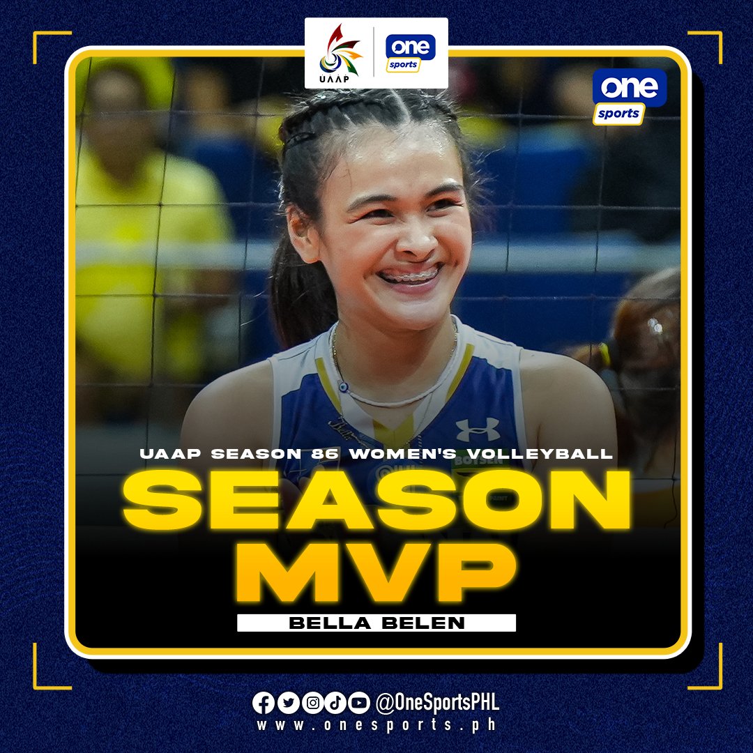 MOST VALUA-BELLA 🐶

Make it her second MVP in three years as NU’s Bella Belen rises above the competition to bag the Season 86 Most Valuable Player award. 

 #UAAPSeason86 #UAAPonOneSports #FuelingTheFuture