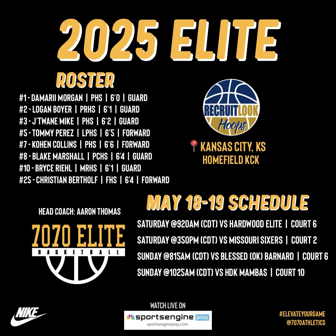 2025 Elite Schedule this Weekend @RL_Hoops KC Live Showcase! 

HC: @CoachThomas_11 

#ElevateYourGame | #WeComin | #LoyalToTheSprings