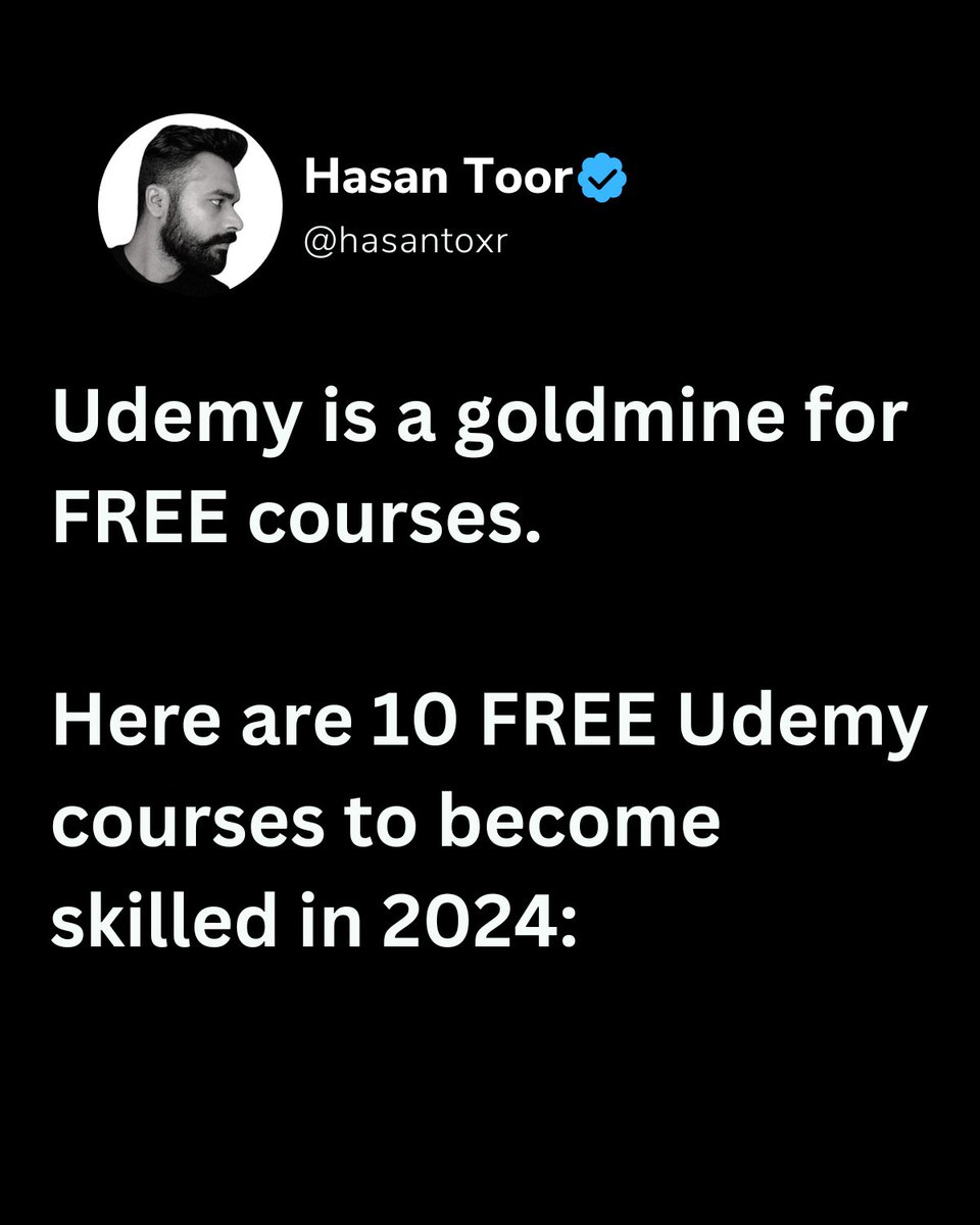 Udemy is a goldmine for FREE courses.

Here are 10 FREE Udemy courses to become highly skilled in 2024: