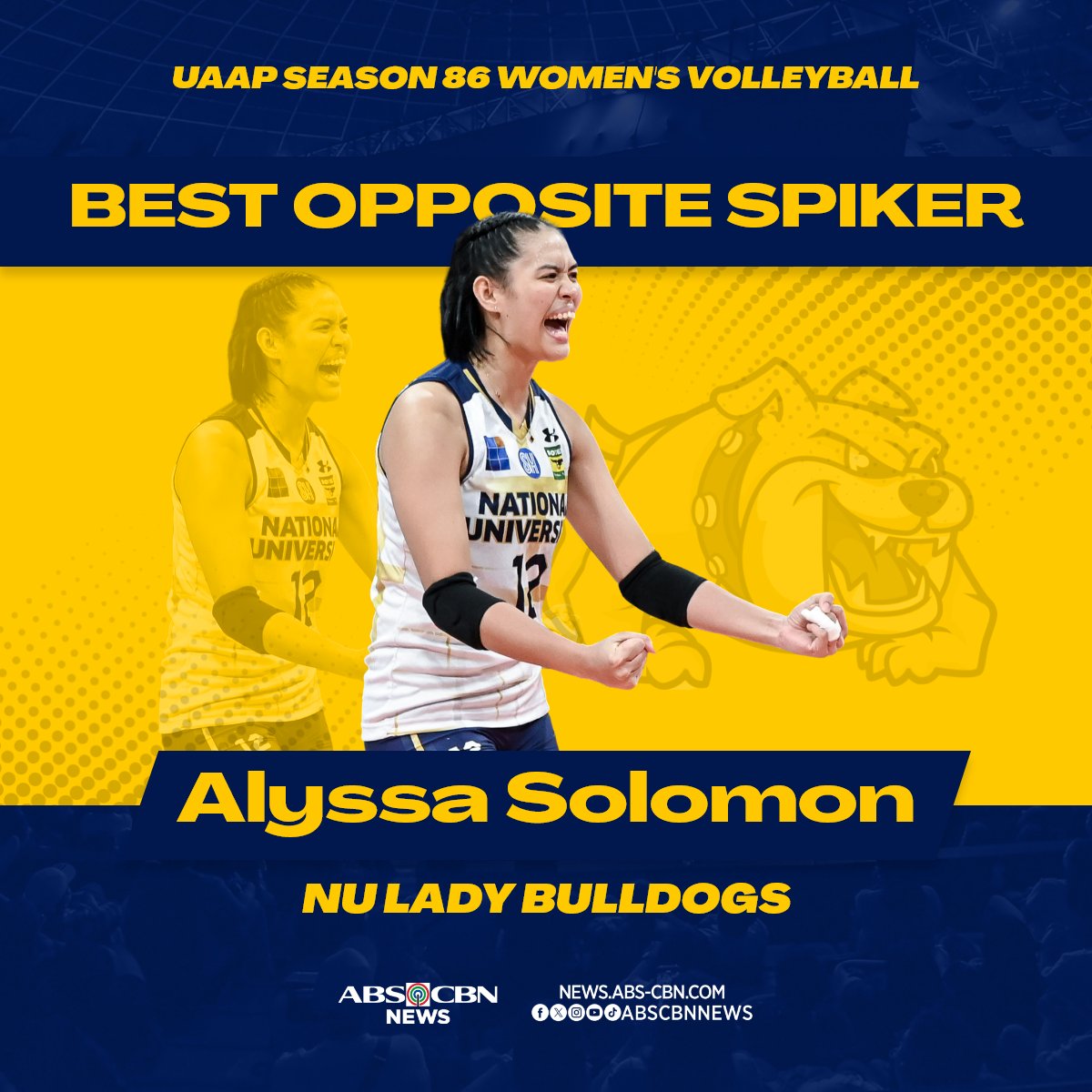 NU's Alyssa Solomon is the Best Opposite Spiker of the #UAAPSeason86 women's volleyball tournament. | via @kennedyzcaacbay