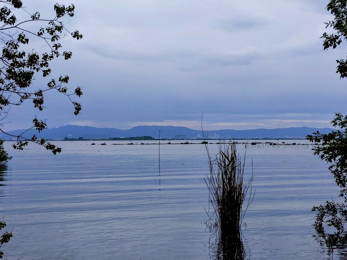 #ハローエブリバディ 
今日の琵琶湖
湖西から見た琵琶湖です
曇り空で静かです