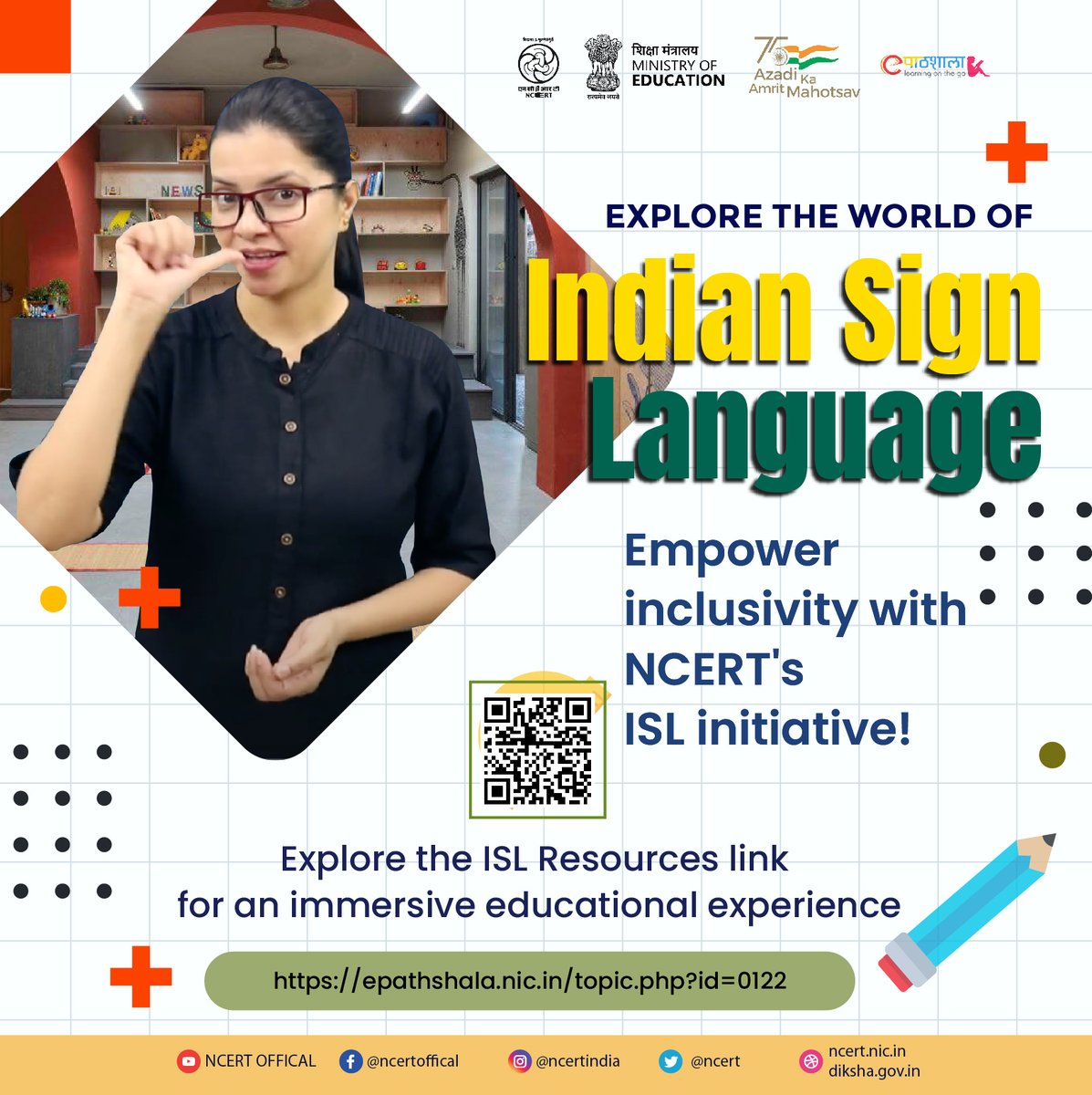 Join NCERT in celebrating inclusivity and breaking barriers in education!
Our commitment to Universal Design for Learning (UDL) is evident in the development of Teaching Learning Resources in Indian Sign Language (ISL), fostering an inclusive learning environment for students.