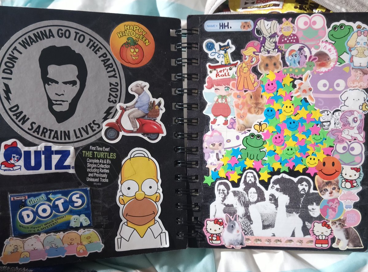 Praise be the Lord; I didn't have any paper but found an older notebook with some pages left in it! Unfortunately some cool stickers and repurposed snack packaging were wasted on it.