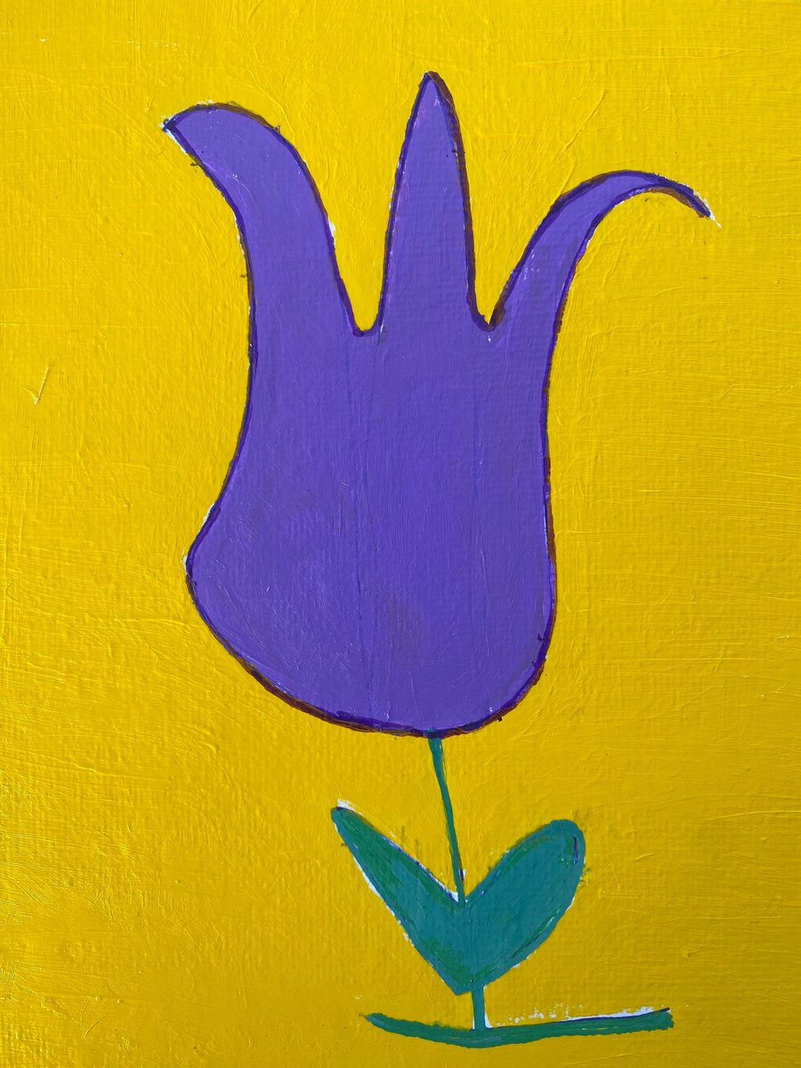 Purple Tulip Painting, Small Original Art, Artist with Autism tuppu.net/5278f593 #RoseRefour #Etsy #BlackArtist
