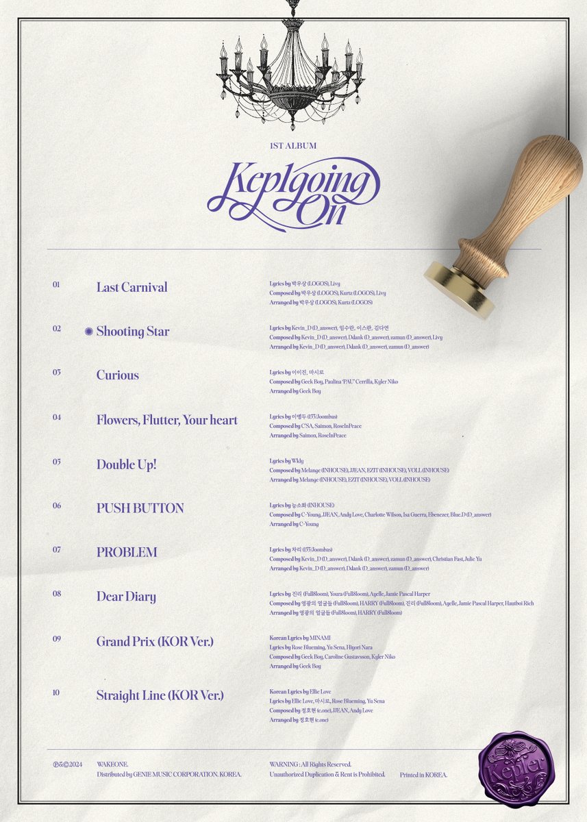 official_kep1er's tweet photo. Kep1er l Track List

Kep1er 1st Album
<𝐊𝐞𝐩𝟏𝐠𝐨𝐢𝐧𝐠 𝐎𝐧>

Title ✨𝚂𝚑𝚘𝚘𝚝𝚒𝚗𝚐 𝚂𝚝𝚊𝚛✨

2024.06.03 MON 6PM (KST)

#Kep1er #케플러
#Shooting_Star #Kep1going_On https://t.co/qKFK5KaPN4