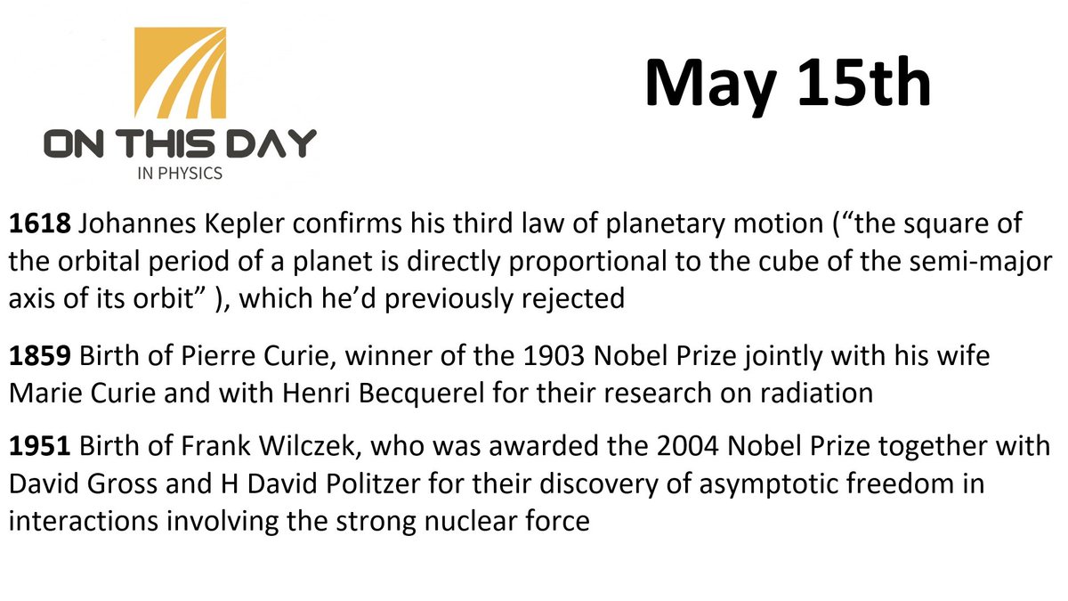 On this day in Physics for May 15th