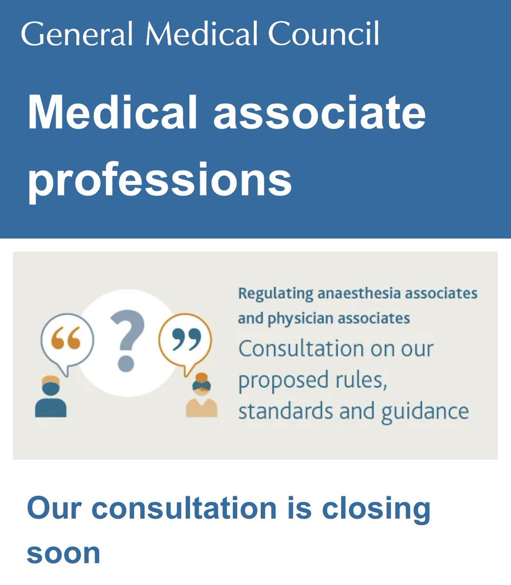 💥 The GMC’s public consultation on PAs closes on 20 May 💥 Please, please consider completing it. It’s not exactly user friendly - but your views matter. Make them heard 🙏 gmc-news.org/cr/AQiW_gcQuqy…