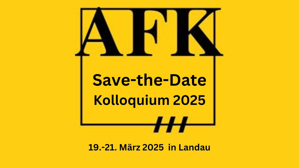 Das Kolloquium 2025 findet vom 19.-21. März 2025 in Landau statt. Wir freuen uns, Sie/euch gemeinsam mit der @Friedensakadem1 begrüßen zu dürfen. Die Konferenz der jungen AFK findet vom 18.-19. März auch in Landau statt. Stay tuned für den Call for Paper.
