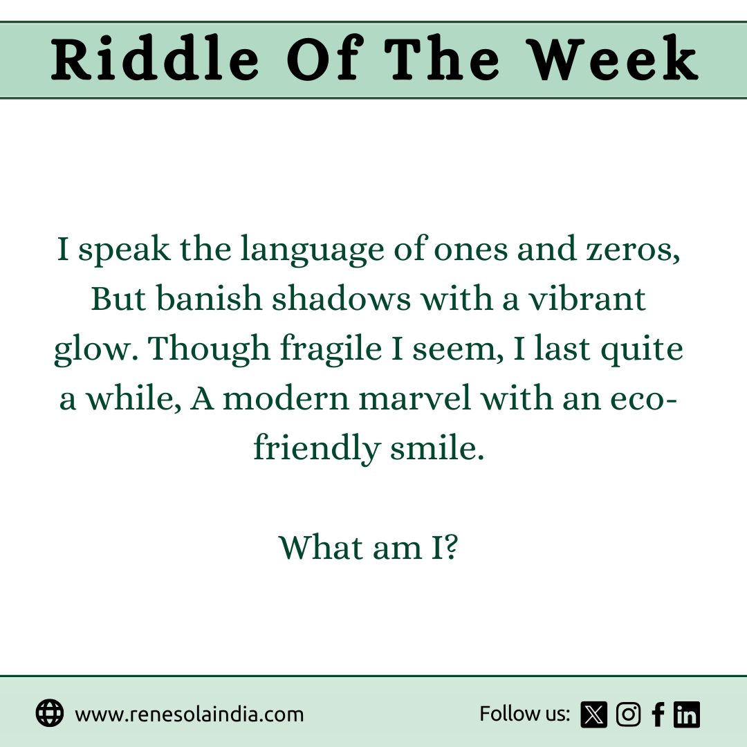 Riddle Of the Week!
#riddleoftheday #riddlechallenge #riddle #riddletime #LtdRenesolaindia #ReneSola