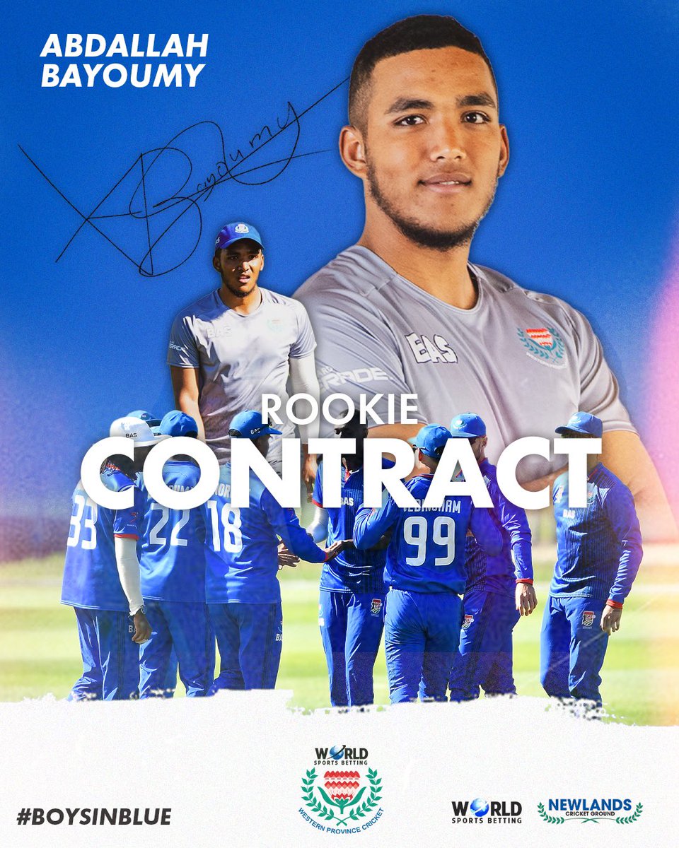 🚨CONTRACT NEWS🚨

Abdallah Bayoumy has been added to the World Sport Betting Western Province contract list for the 2024/25 season after a stellar first season.

#WesternProvince #boysinblue💙 #WSBWP🧡 #NewlandsCricket
